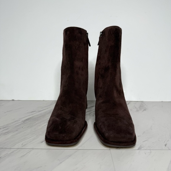 Sam Edelman Irie Brown Suede Square Toe Heeled Bootie 6 1/2 M - Picture 2 of 15